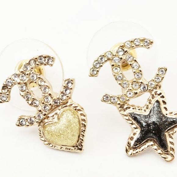 #44 - Authentic Chanel Earrings CHANEL CC/Coco/Heart/Star Gold A20 - Picture 12 of 14
